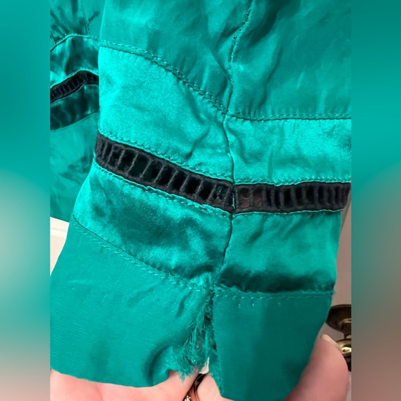 rag & bone beautiful silk emerald dress black lattice exposed zipper on back - Picture 4 of 13